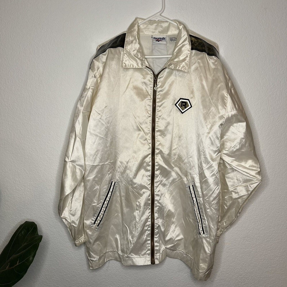 Vintage Reebok  Full Zip Jacket Sz L White 90s Windbreaker Track suit